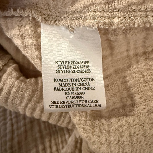 Z Supply New Light Mini Dress Putty Sz M 100% Cotton Gauze Sleeveless Button Up - Picture 9 of 10